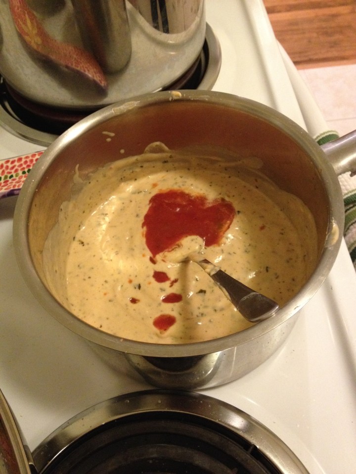 The sauce was heavier on the alfredo and pesto than tomato, but I really preferred it that way. If you're adverse to creamy sauces, swap the proportions to be more on the tomato side.