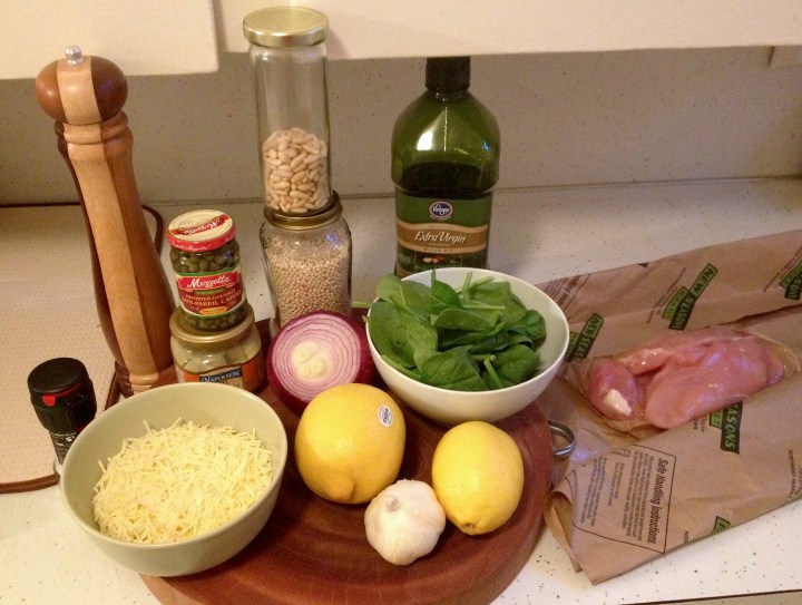 Ingredients for both the chicken and spinach cous cous side dish
