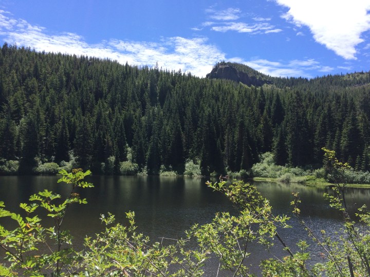 Mirror Lake looking up to the Tom Dick and Harry overlook.
